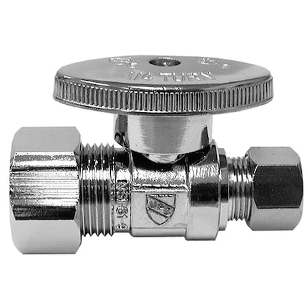 Jones Stephens 1/2" FIP x 3/8" OD Chrome Plated Quarter Turn Supply Stop, Straight S10312